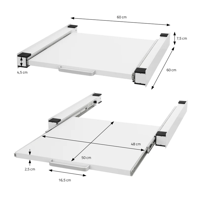 B-Ware Zwischenbaurahmen mit Ausziehplatte 60x60 cm Weiß aus Stahl ML-Design