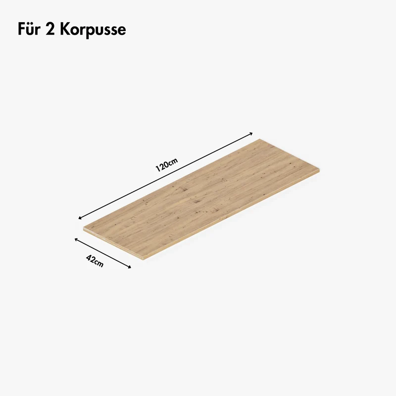 Holzplatte für IKEA Besta Regal 120 x 42cm, Eichen Deckplatte