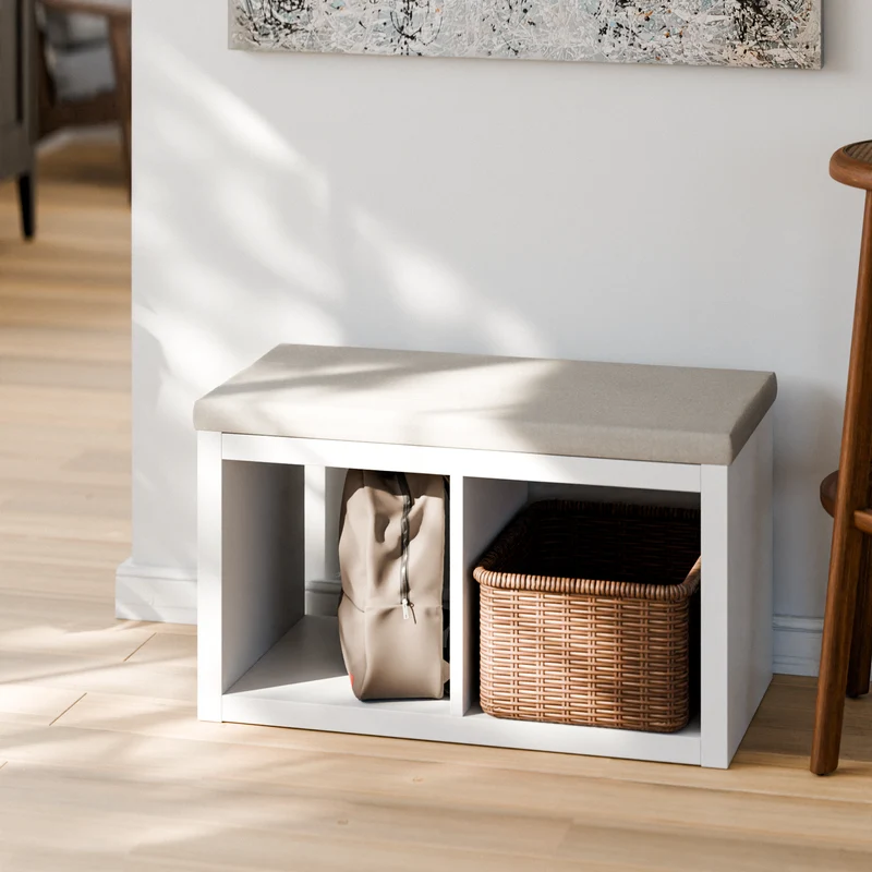 Sitzauflage für Ikea Kallax Regal, Beige, mit abnehmbarem Bezug - für 2er, 3er oder 4er