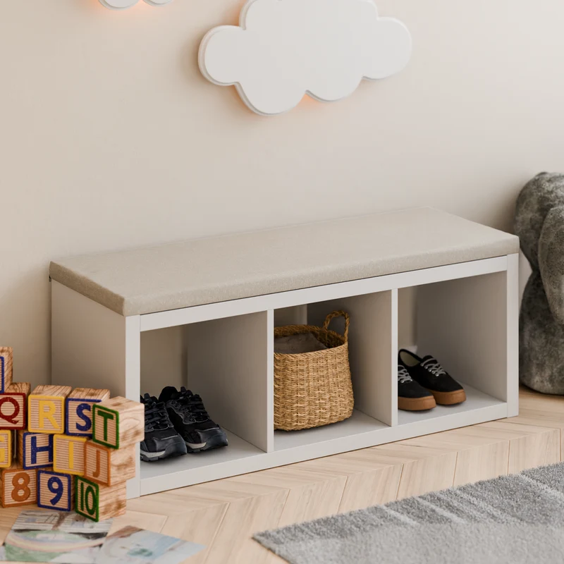 Sitzauflage für Ikea Kallax Regal, Beige, mit abnehmbarem Bezug - für 2er, 3er oder 4er