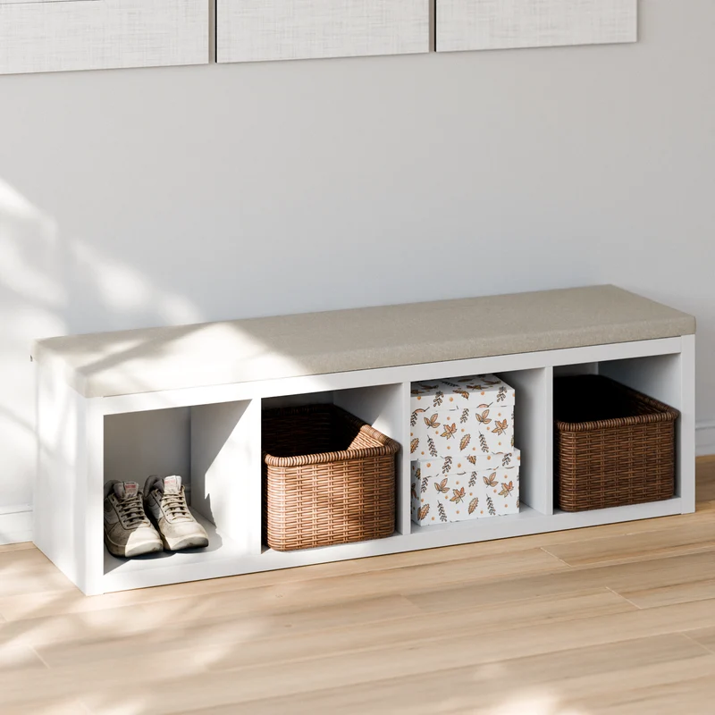 Sitzauflage für Ikea Kallax Regal, Beige, mit abnehmbarem Bezug - für 2er, 3er oder 4er