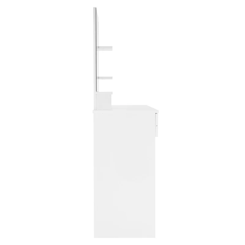 ML-Design | Schminktisch Frisiertisch 90x38x138 cm in Weiß mit Spiegel, Schublade, 3 Ablagen