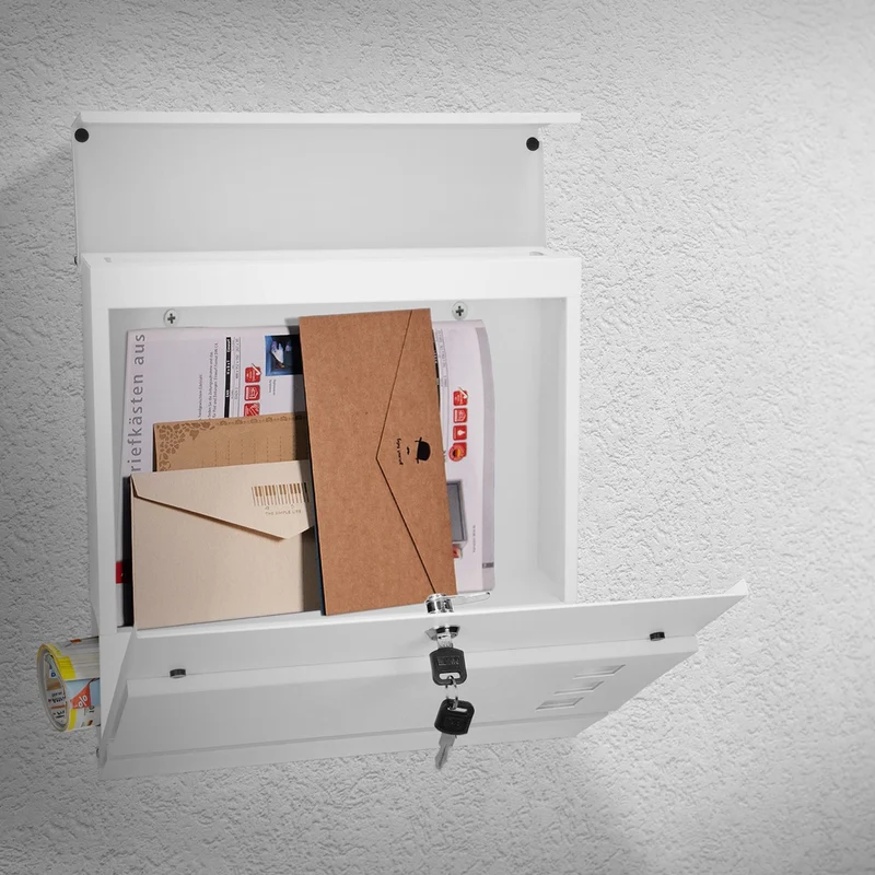 ML-Design | Briefkasten mit Zeitungsfach 37x10,5x36,5 cm aus Stahl Moderner Design