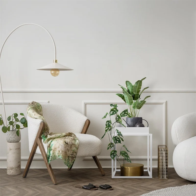 ML-Design | Blumenständer Weiß aus Metall, Pflanzenständer mit abnehmbarem Tablett Innen/Außen