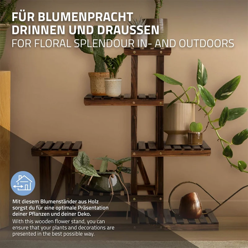 ML-Design | Blumenregal aus Holz, Pflanzenregal mit 6 Ebenen