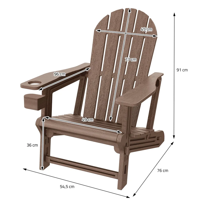 B-Ware Gartenstuhl Adirondack Stuhl Sonnenstuhl wetterfest aus HDPE Kunststoff bis 180 kg Braun Gartensessel ML-Design