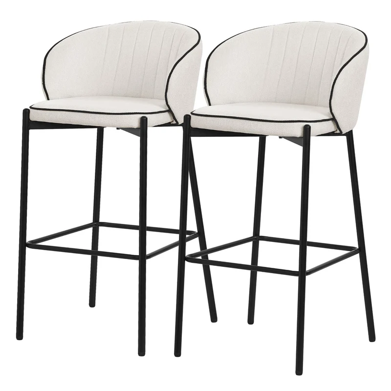 B-Ware Barhocker 2er Set Beige 50x101x54 cm mit Rückenlehne und Fußstütze bis 120 kg ML-Design
