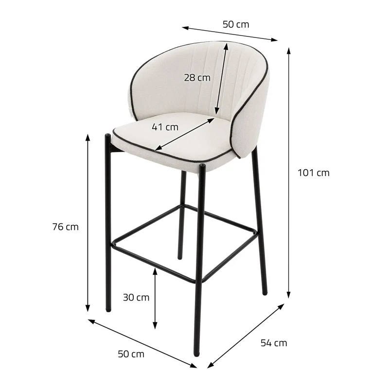 B-Ware Barhocker 2er Set Beige 50x101x54 cm mit Rückenlehne und Fußstütze bis 120 kg ML-Design