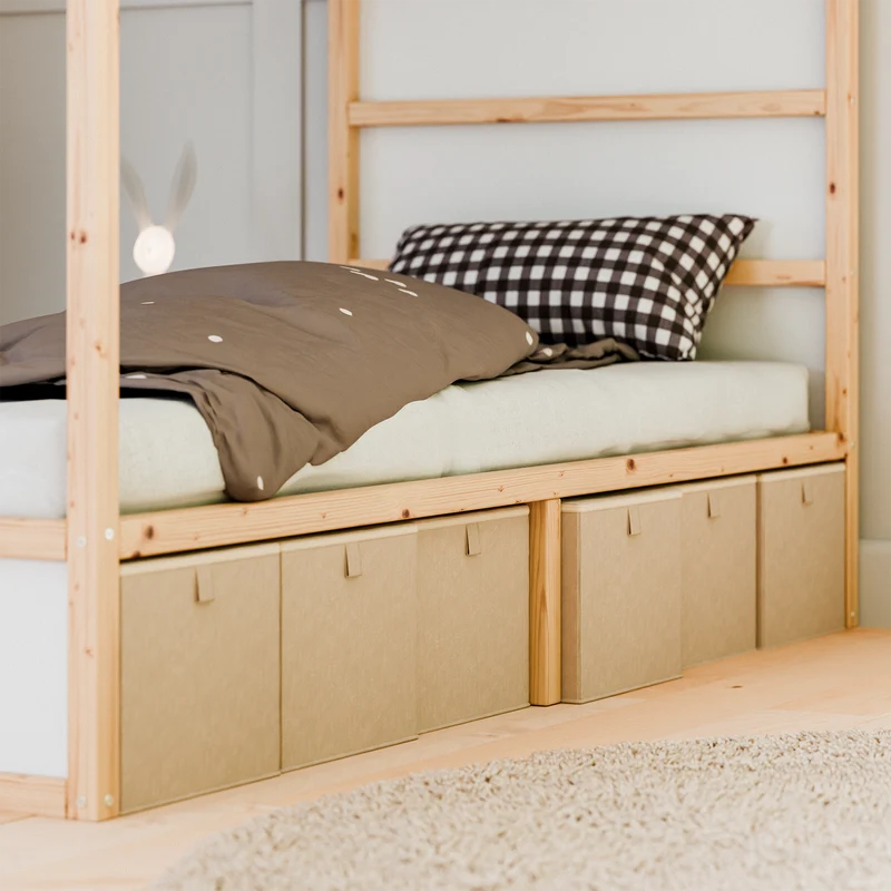 Box für IKEA Kura Bett, Unterbettkommode aus Cord Stoff, 90 x 32 x 27cm - Beige, Grün oder Rosa