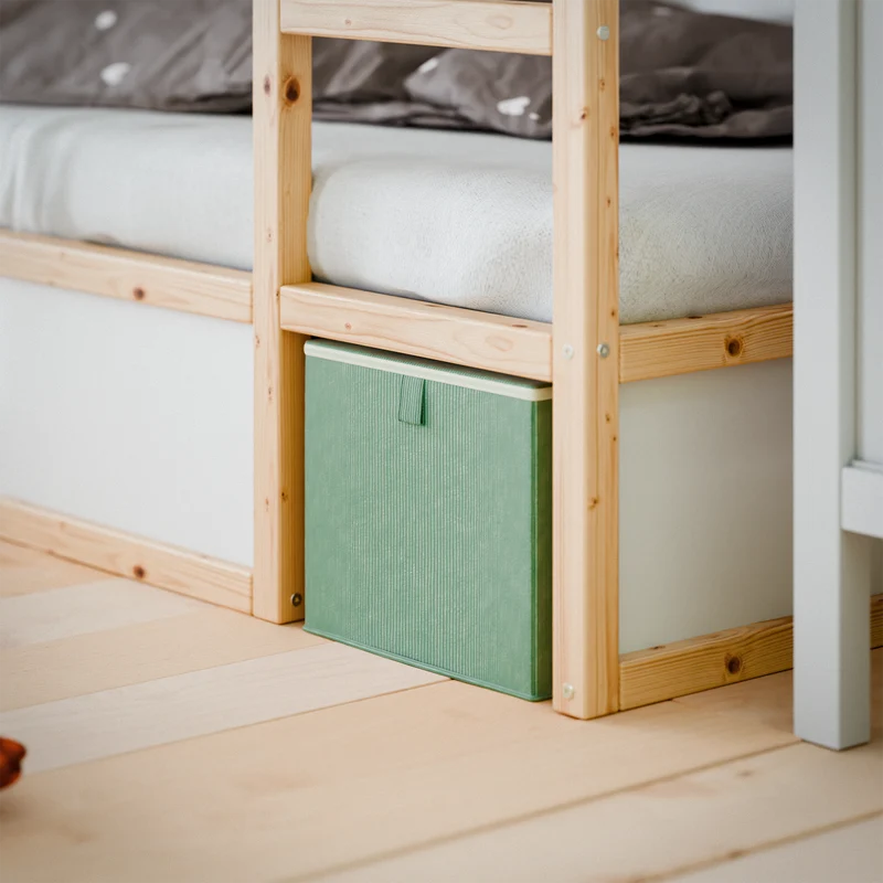 Box für IKEA Kura Bett, Unterbettkommode aus Cord Stoff, 90 x 32 x 27cm - Beige, Grün oder Rosa