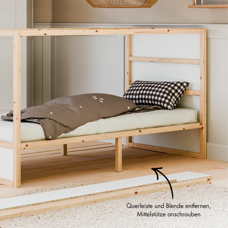 Box für IKEA Kura Bett, Unterbettkommode aus Cord Stoff, 90 x 32 x 27cm - Beige, Grün oder Rosa