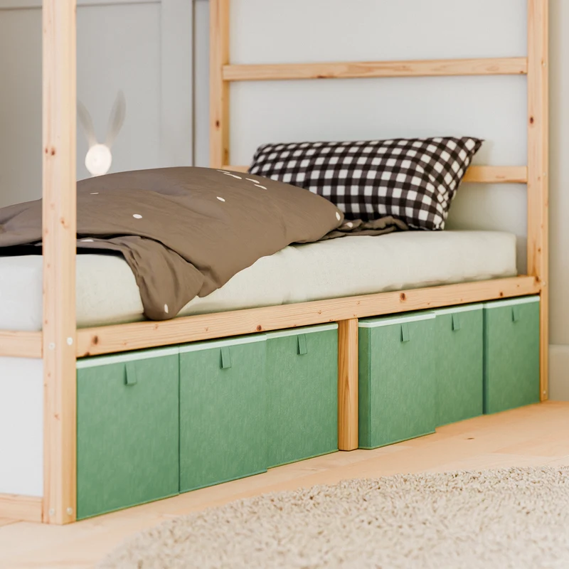 Box für IKEA Kura Bett, Unterbettkommode aus Cord Stoff, 90 x 32 x 27cm - Beige, Grün oder Rosa