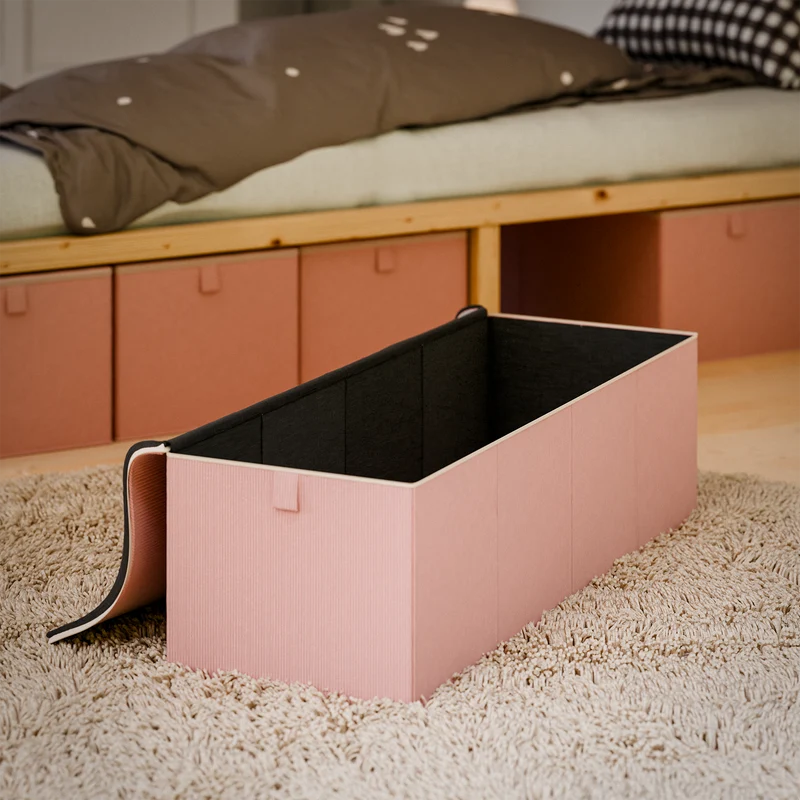Box für IKEA Kura Bett, Unterbettkommode aus Cord Stoff, 90 x 32 x 27cm - Beige, Grün oder Rosa