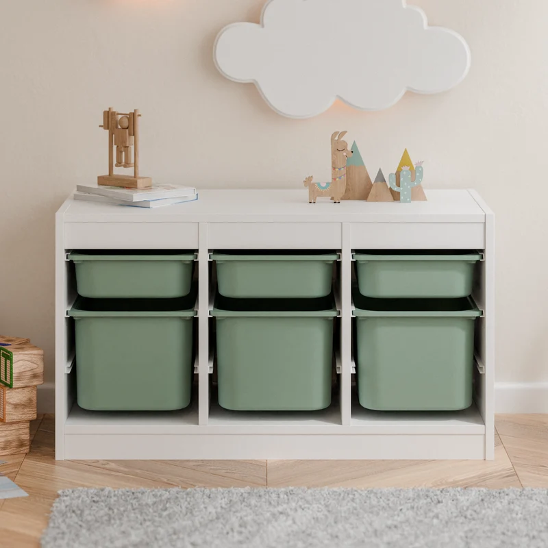 Große Box „TRÖVI“ für IKEA Trofast Regale – 42 × 30 × 23 cm in Eukalyptus Grün