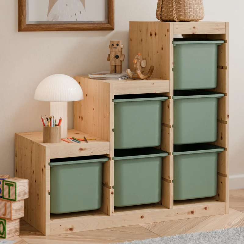 Große Box „TRÖVI“ für IKEA Trofast Regale – 42 × 30 × 23 cm in Eukalyptus Grün