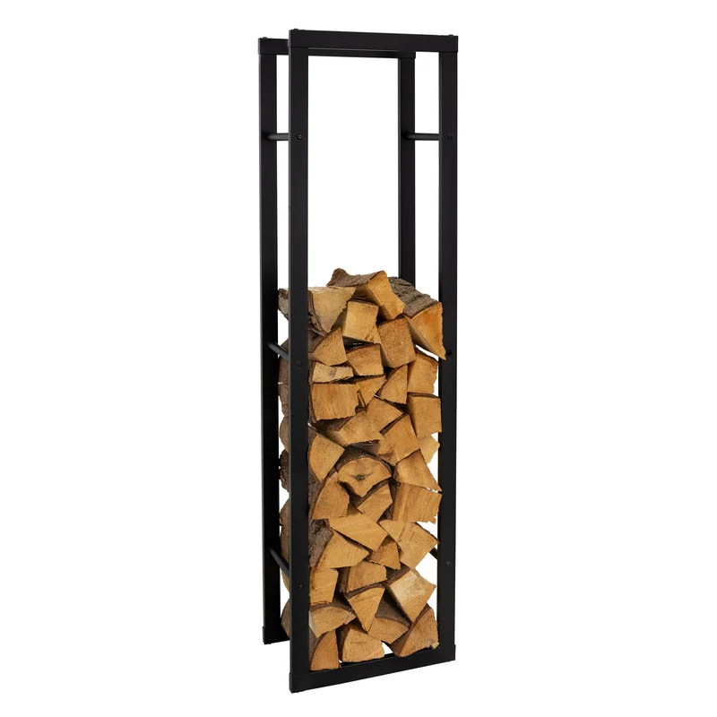 Kaminholzregal 40x150x25 cm Schwarz aus Metall ML-Design