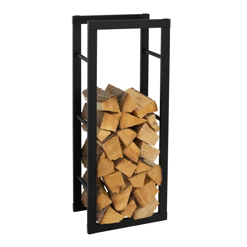 Kaminholzregal 40x100x25 cm Schwarz aus Metall ML-Design