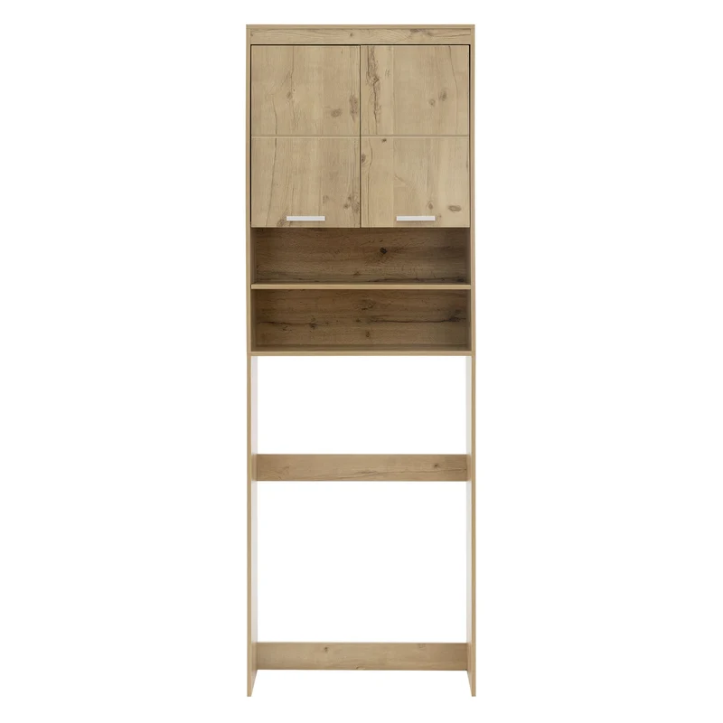 Waschmaschinenschrank mit 2 Türen und 2 offenen Fächern 187,5x63 cm Eichenoptik ML-Design