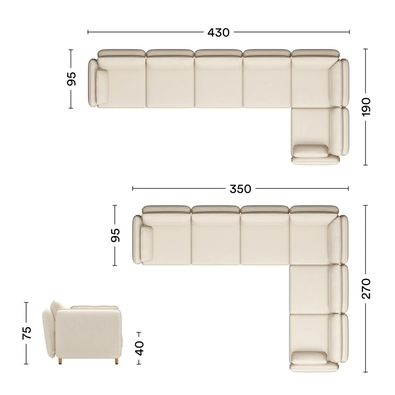 Ecksofa Mio Soft 6-Sitzer Eiche