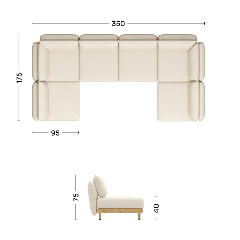 Ecksofa Mio 6-Sitzer Eiche