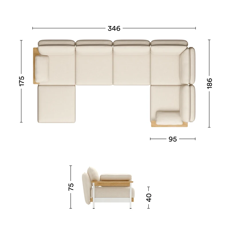Ecksofa Mio Lounge 5-Sitzer mit Chaiselongue & Armlehne