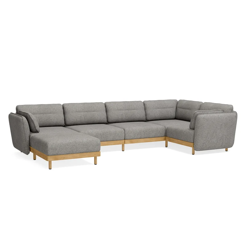 Ecksofa Mio Soft 5-Sitzer mit Chaiselongue & Armlehne Eiche