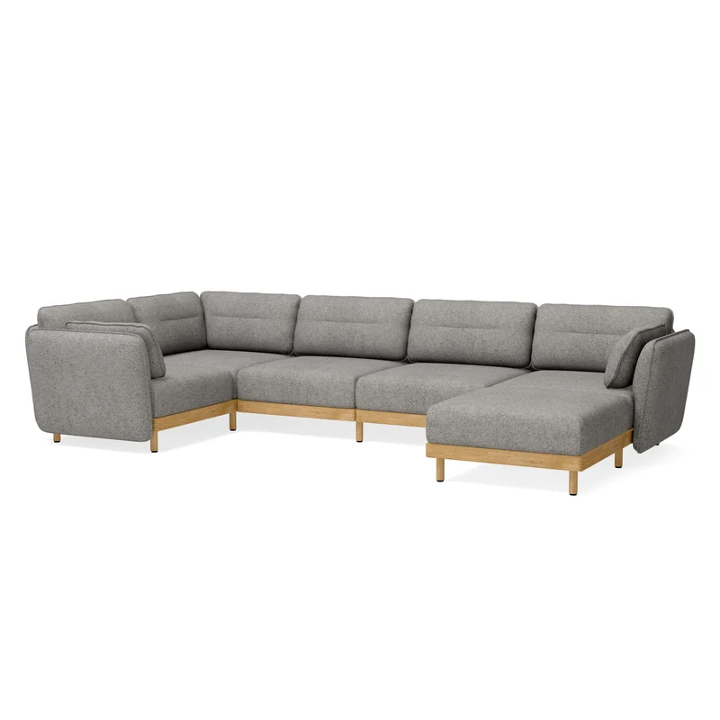 Ecksofa Mio Soft 5-Sitzer mit Chaiselongue & Armlehne Eiche