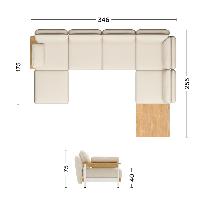 Ecksofa Mio Lounge 5-Sitzer mit Chaiselongue & Tisch