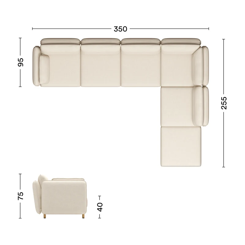 Ecksofa Mio Soft 5-Sitzer mit Chaiselongue Eiche