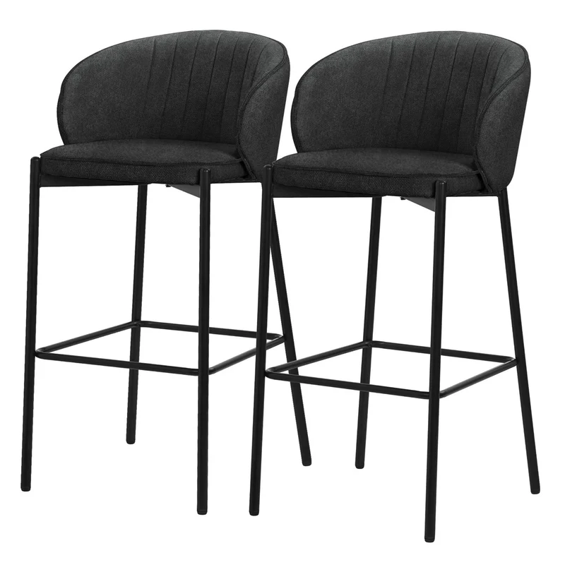 B-Ware Barhocker 2er Set Anthrazit 50x101x54 cm mit Rückenlehne und Fußstütze bis 120 kg ML-Design