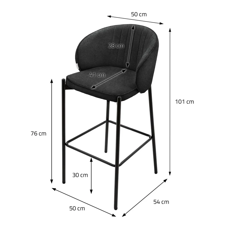 B-Ware Barhocker 2er Set Anthrazit 50x101x54 cm mit Rückenlehne und Fußstütze bis 120 kg ML-Design