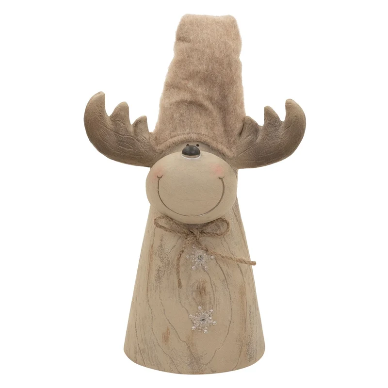 ECD GERMANY | Weihnachtselch-Figur mit LED-Beleuchtung Braun Weihnachtsdeko Innen LED-Rentier Weihnachtsfigur Batteriebetrieben Dekofigur