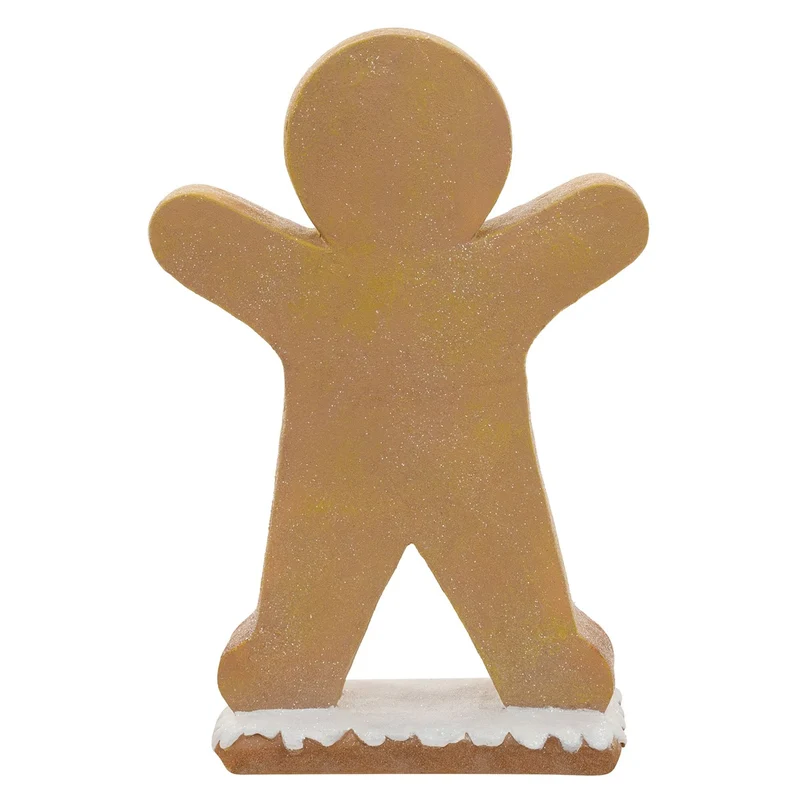 ECD GERMANY | Lebkuchenmann-Figur mit LED-Beleuchtung Braun, Weihnachtsdeko Innen, Lebkuchenfigur, Weihnachtsfigur Batteriebetrieben