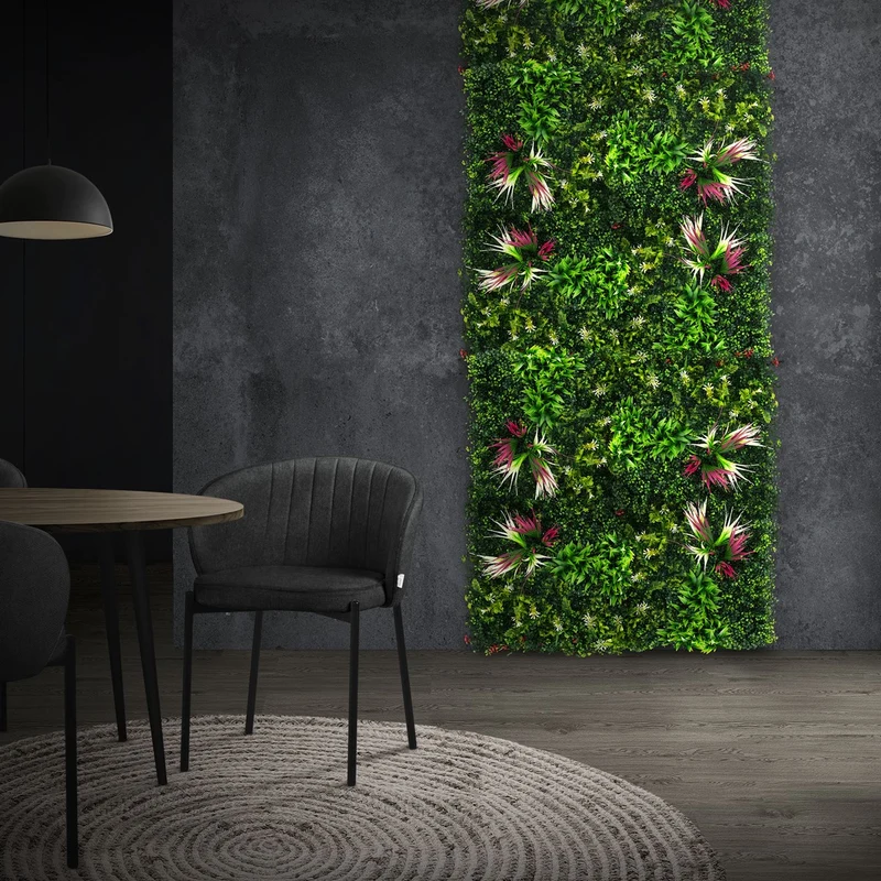 ECD Germany | Künstliche Pflanzenwand 4er Set 50x50 cm Grün Kunstpflanzen Wandpaneele Indoor Outdoor Blumenwand Sichtschutz Wandpflanzen