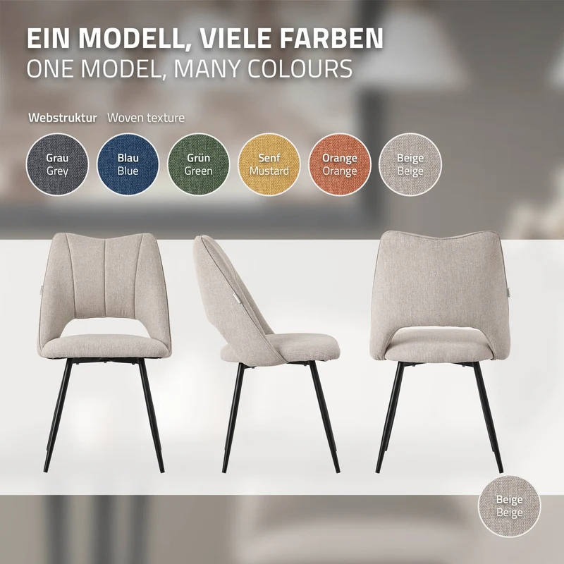B-Ware Esszimmerstuhl 2er Set Beige gepolstert inkl. Montagematerial Polsterstuhl Küchenstuhl ML-Design