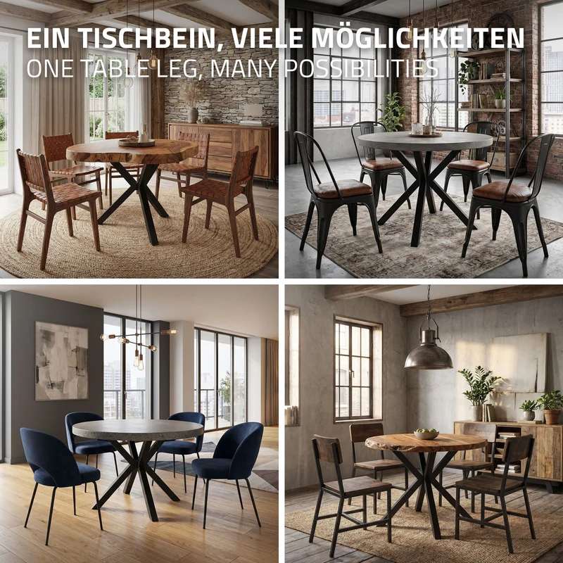 ML-DESIGN | Tischbeine Spider 3-beinig Ø 94,5 x 73 cm aus Stahl Schwarz Tischgestell Metall Tischfüße Tischkufen Tischuntergestell für DIY-Esstische
