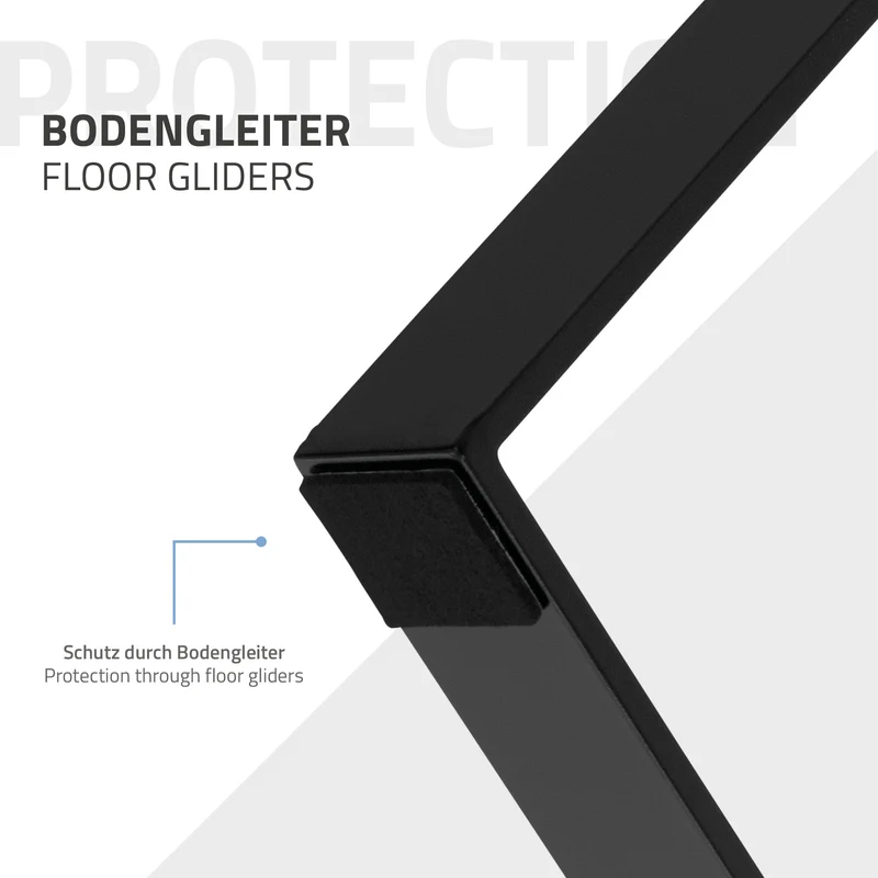 2 Stück Tischbeine Bankkufen B28,5xH40,5 cm Schwarz Tischkufen Trapez-Form Stahl pulverbeschichtet ML-Design