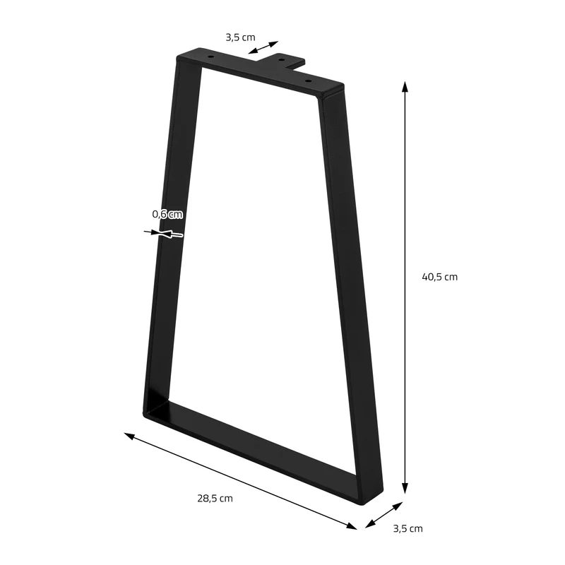 2 Stück Tischbeine Bankkufen B28,5xH40,5 cm Schwarz Tischkufen Trapez-Form Stahl pulverbeschichtet ML-Design