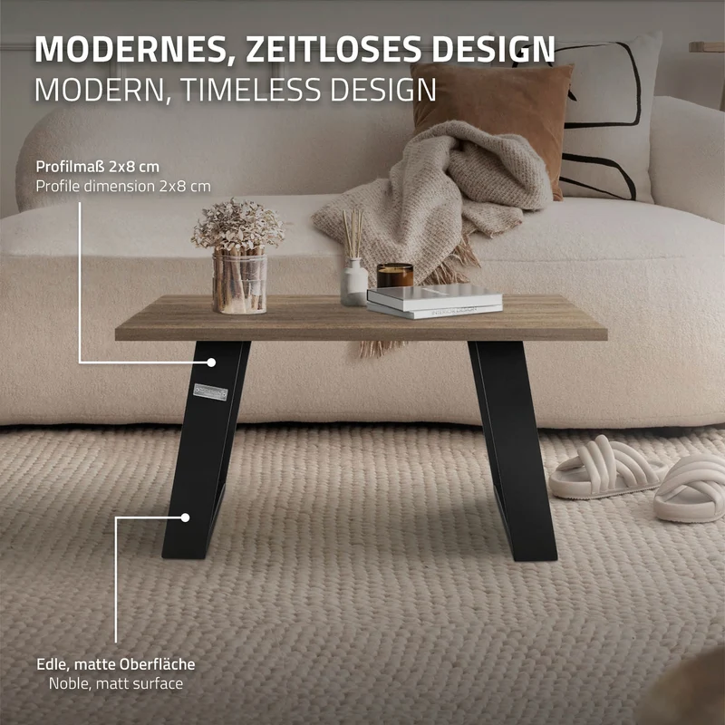 2er Set Tischkufen Bankkufen 80GRAD Neigung 40x43 cm Schwarz matt 8x2 cm Metall ML-Design