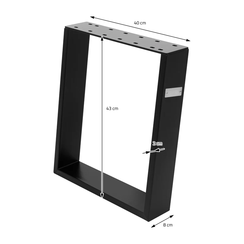 2er Set Tischkufen Bankkufen 80GRAD Neigung 40x43 cm Schwarz matt 8x2 cm Metall ML-Design