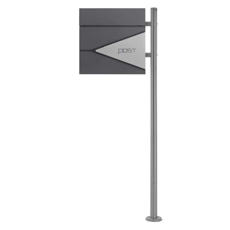Standbriefkasten mit Zeitungsfach 37x37x11 cm Anthrazit/Silber aus Edelstahl ML-Design