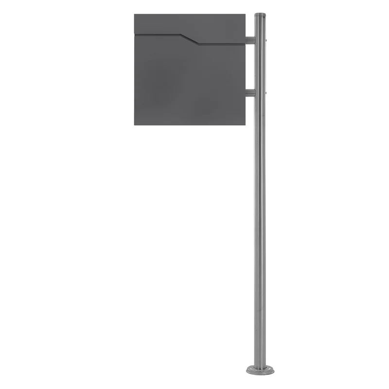 Standbriefkasten mit Zeitungsfach 37x37x11 cm Anthrazit aus Edelstahl ML-Design