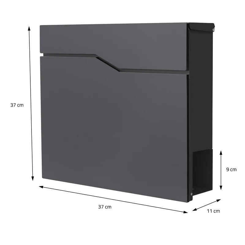 Standbriefkasten mit Zeitungsfach 37x37x11 cm Anthrazit aus Edelstahl ML-Design