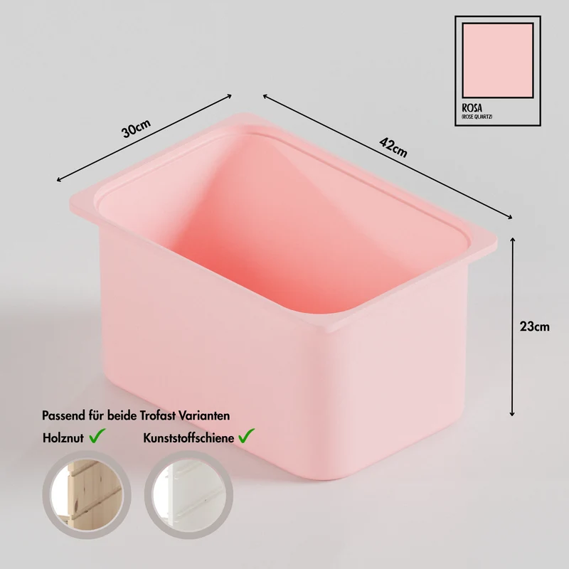 Große Box „TRÖVI“ für IKEA Trofast Regale – 42 × 30 × 23 cm in Rosa