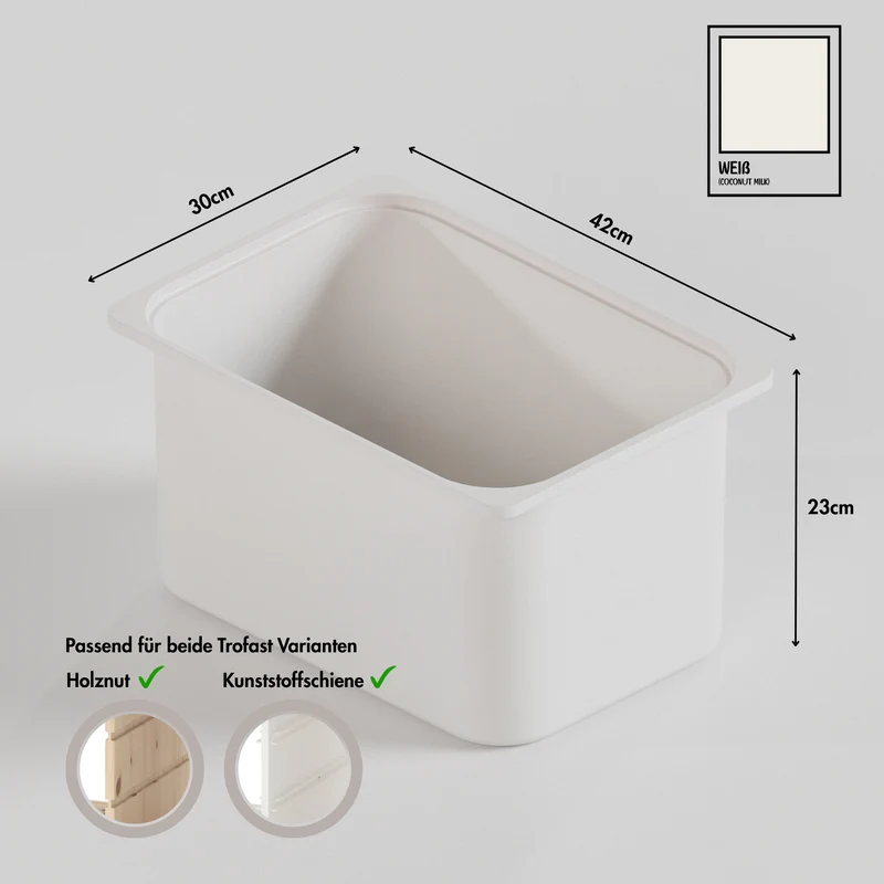 Große Box „TRÖVI“ für IKEA Trofast Regale - 42 x 30 x 23 cm in Weiß