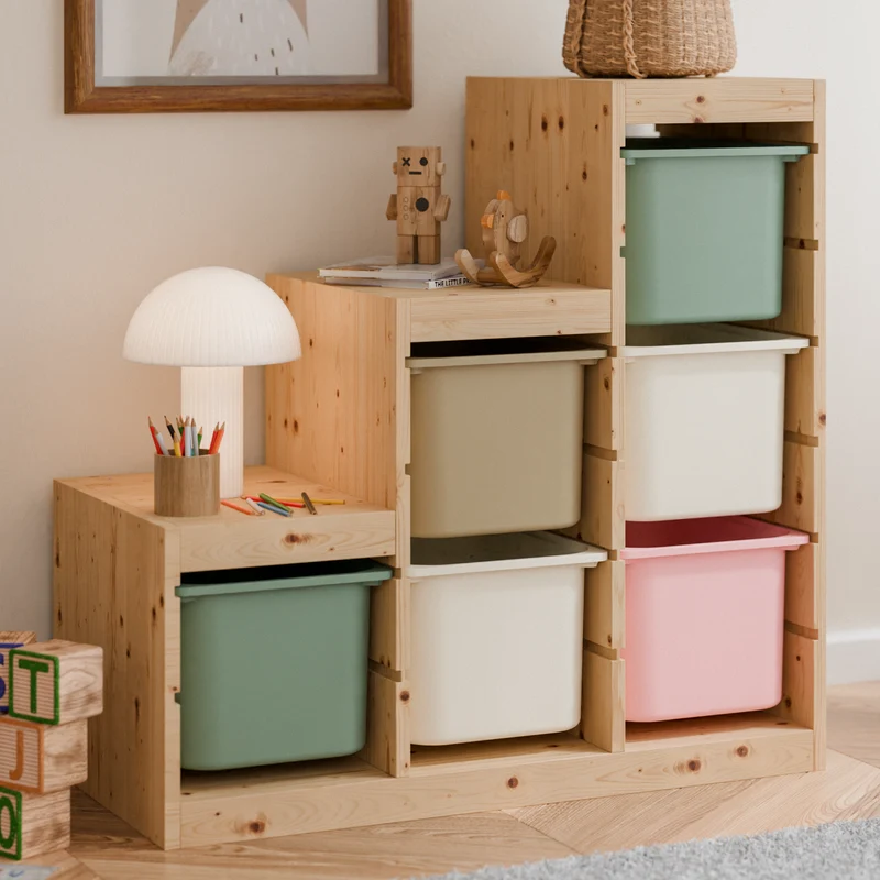 Große Box „TRÖVI“ für IKEA Trofast Regale - 42 x 30 x 23 cm in Weiß, Beige, Rosa und Eukalyptus