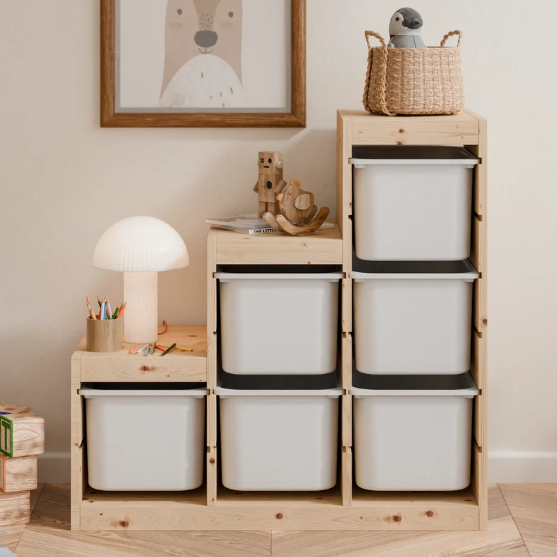 Große Box „TRÖVI“ für IKEA Trofast Regale - 42 x 30 x 23 cm in Weiß, Beige, Rosa und Eukalyptus