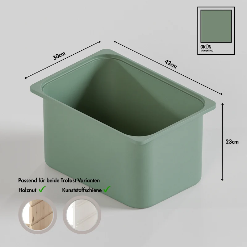 Große Box „TRÖVI“ für IKEA Trofast Regale - 42 x 30 x 23 cm in Weiß, Beige, Rosa und Eukalyptus