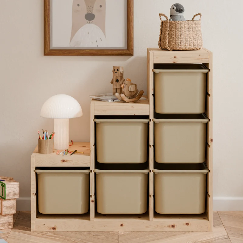 Große Box „TRÖVI“ für IKEA Trofast Regale - 42 x 30 x 23 cm in Weiß, Beige, Rosa und Eukalyptus