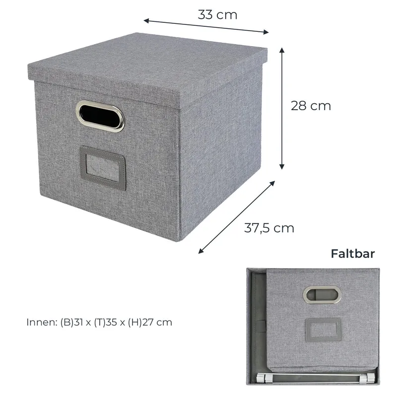 Kallax Box für Hängeregister DIN A4, Stoffbox für Hängemappen, 33 x 37,5 x 28cm